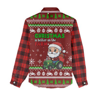Tractor Santa Christmas Women Casual Shirt Xmas Holiday Patterns - Wonder Print Shop