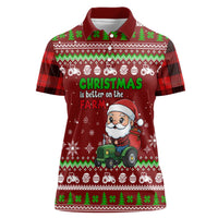 Tractor Santa Christmas Women Polo Shirt Xmas Holiday Patterns - Wonder Print Shop