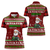 Tractor Santa Christmas Women Polo Shirt Xmas Holiday Patterns - Wonder Print Shop