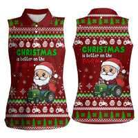 Tractor Santa Christmas Women Sleeveless Polo Shirt Xmas Holiday Patterns - Wonder Print Shop
