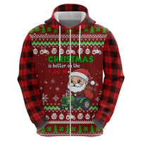 Tractor Santa Christmas Zip Hoodie Xmas Holiday Patterns - Wonder Print Shop