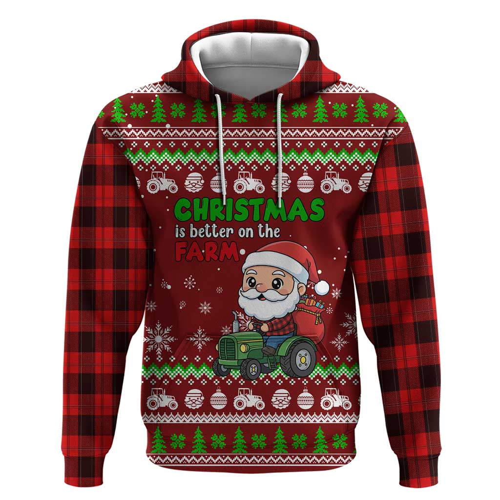 Tractor Santa Christmas Zip Hoodie Xmas Holiday Patterns - Wonder Print Shop