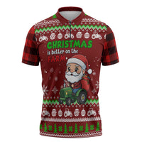 Tractor Santa Christmas Zipper Polo Shirt Xmas Holiday Patterns - Wonder Print Shop