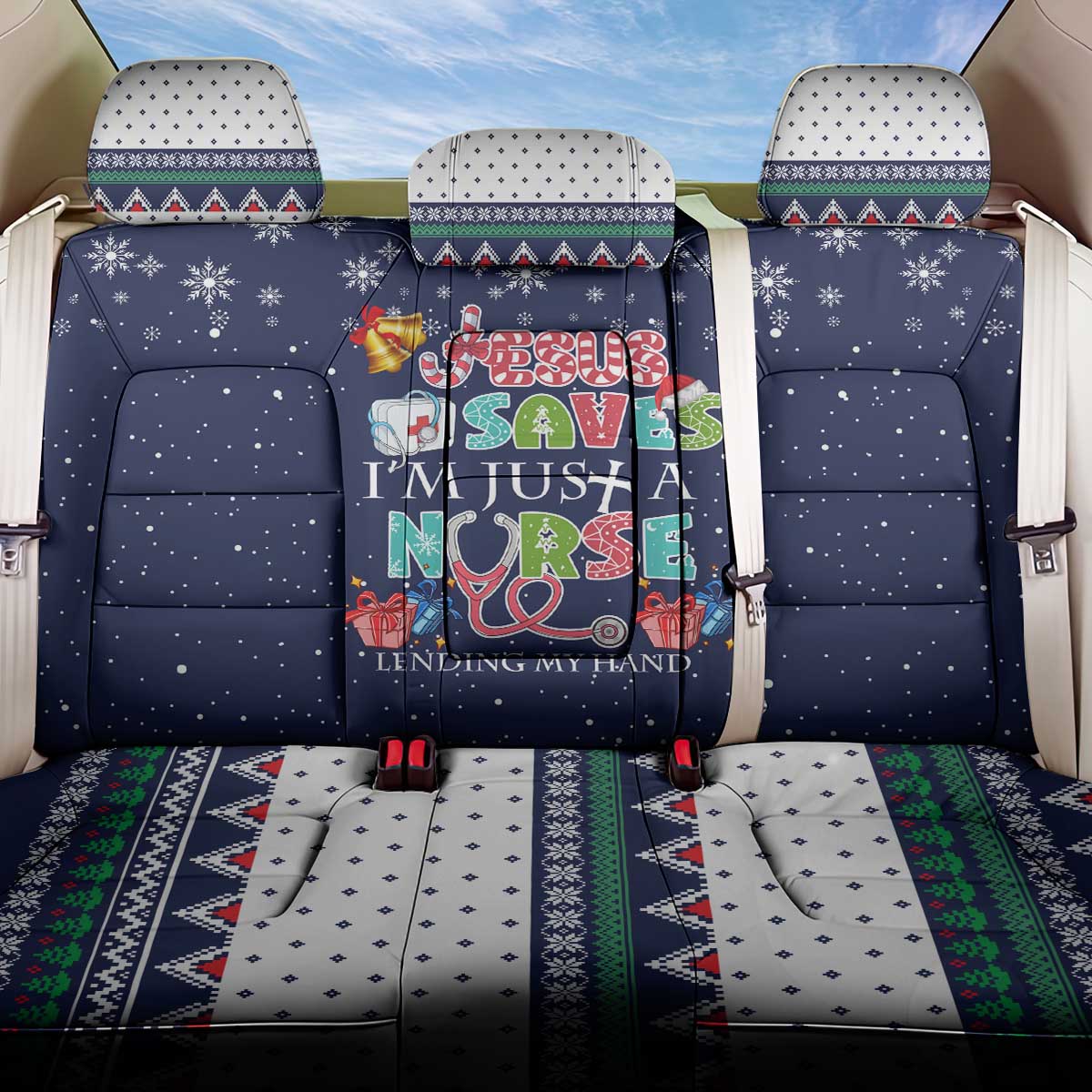 Nurse Life Jesus Christmas Back Car Seat Cover Xmas Holiday Patterns - Wonder Print Shop