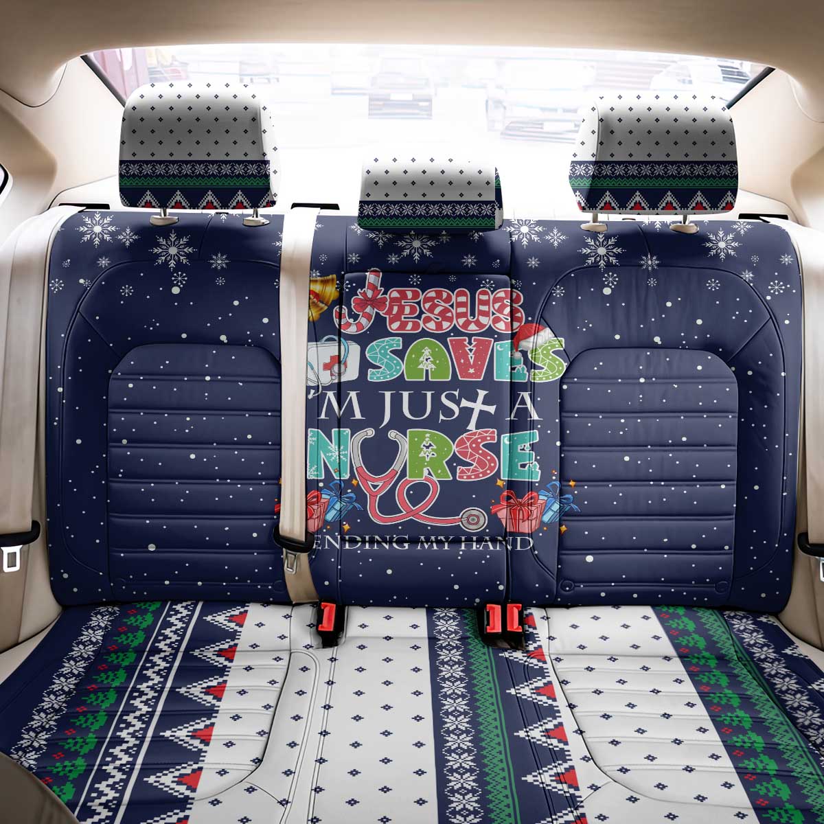 Nurse Life Jesus Christmas Back Car Seat Cover Xmas Holiday Patterns - Wonder Print Shop