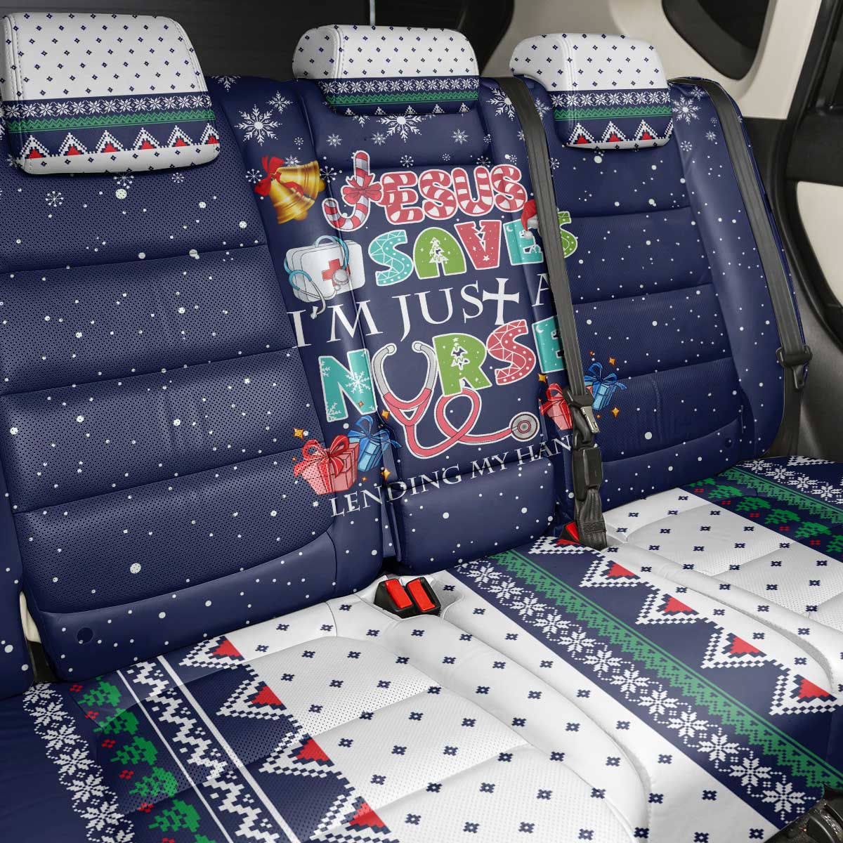Nurse Life Jesus Christmas Back Car Seat Cover Xmas Holiday Patterns - Wonder Print Shop