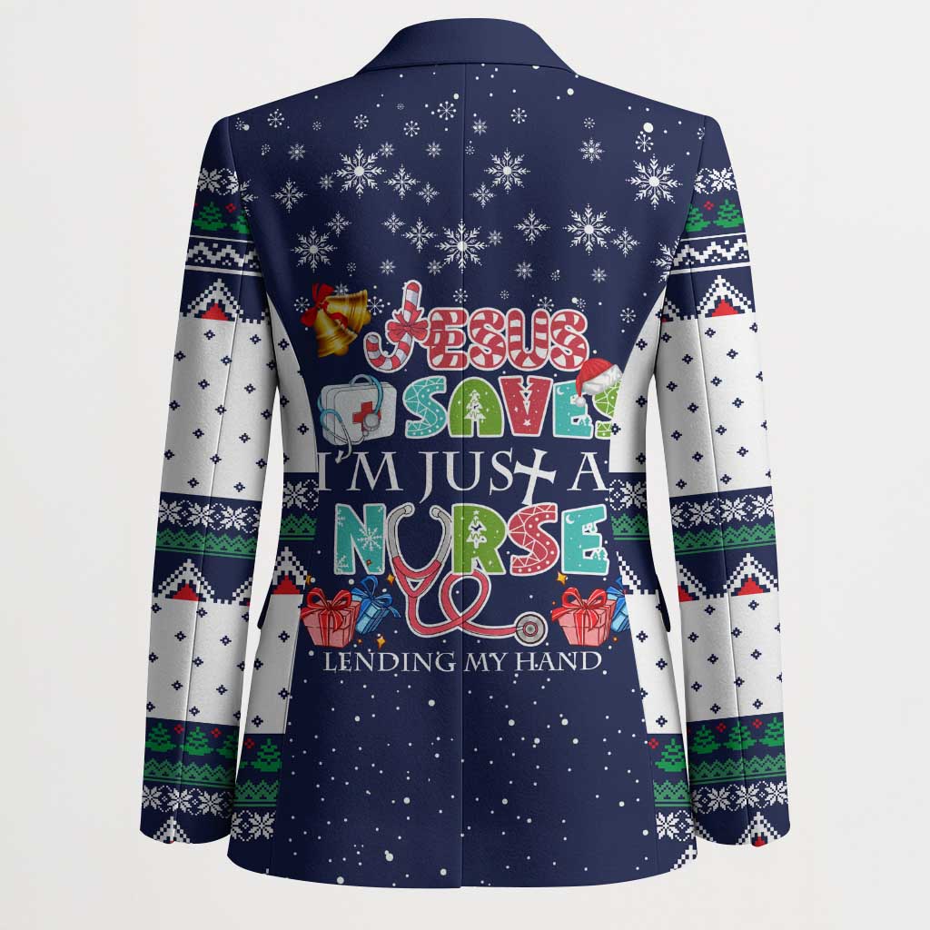 Nurse Life Jesus Christmas Blazer Xmas Holiday Patterns - Wonder Print Shop