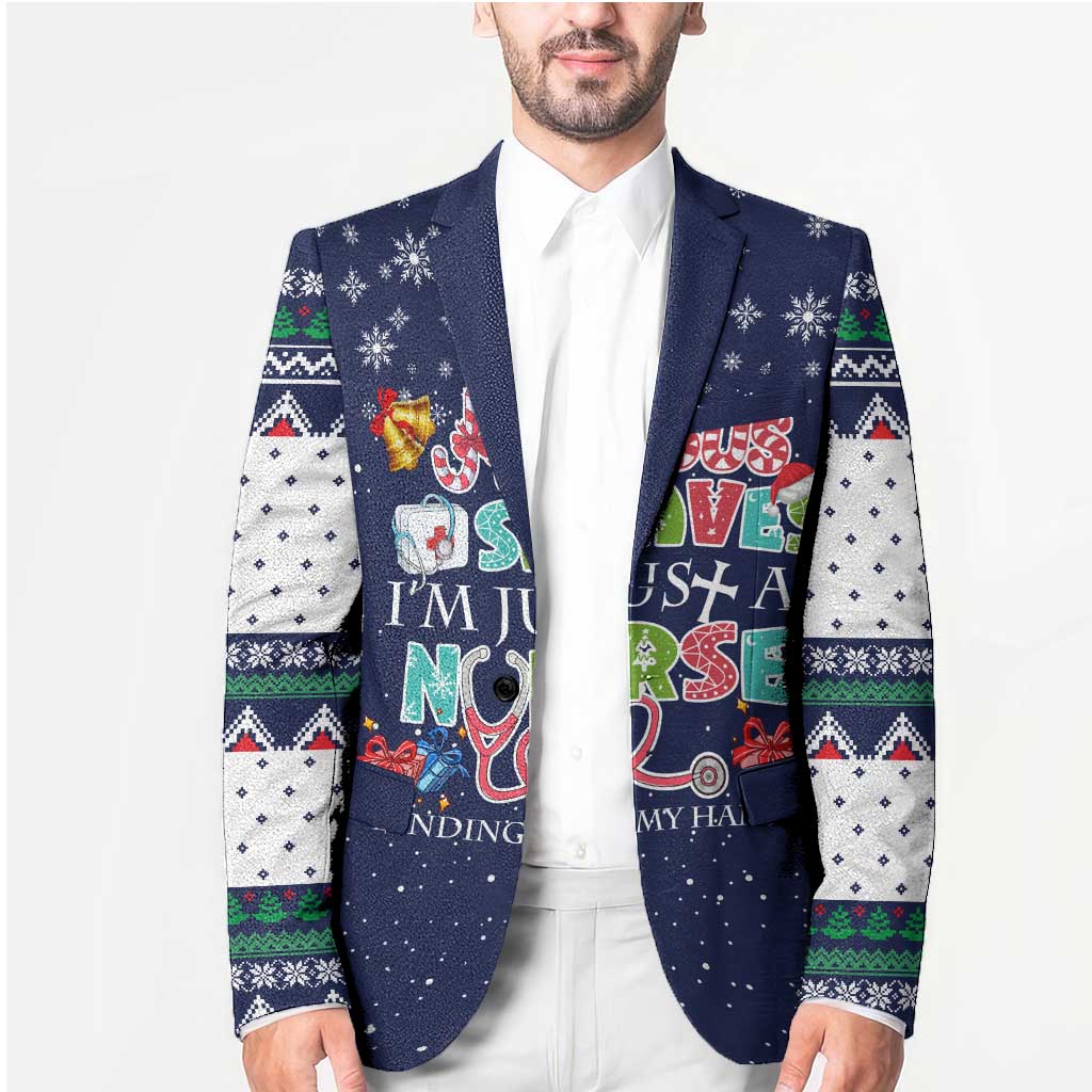 Nurse Life Jesus Christmas Blazer Xmas Holiday Patterns - Wonder Print Shop