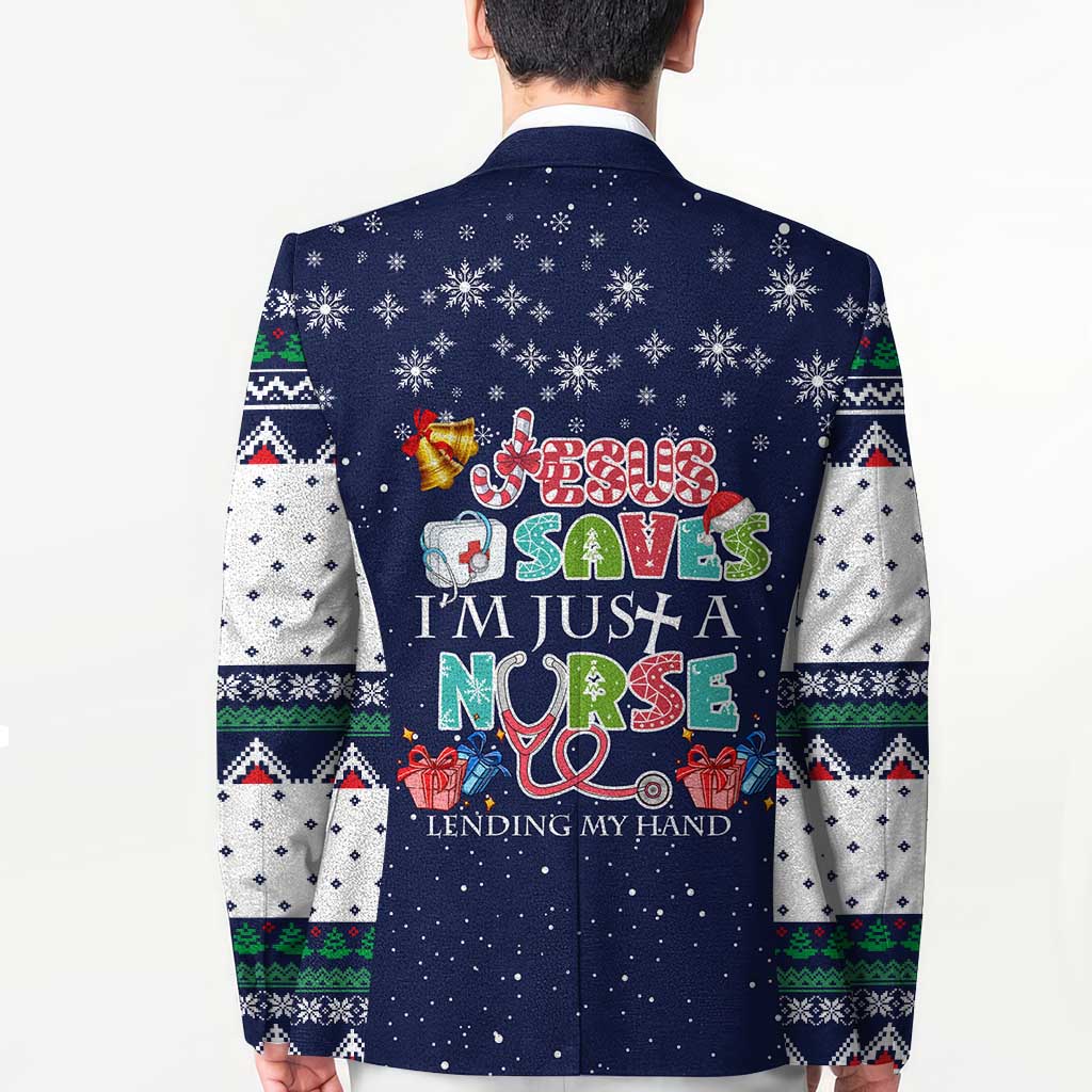 Nurse Life Jesus Christmas Blazer Xmas Holiday Patterns - Wonder Print Shop