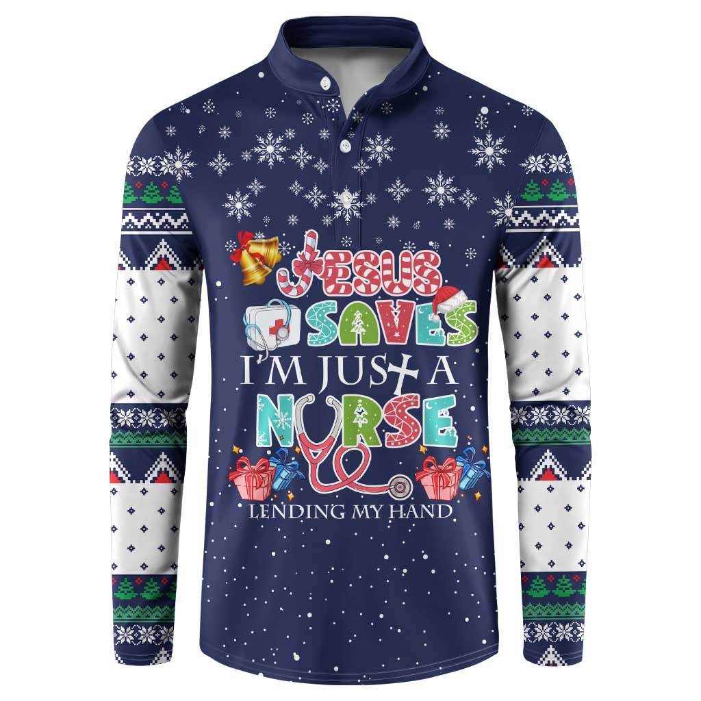 Nurse Life Jesus Christmas Button Sweatshirt Xmas Holiday Patterns - Wonder Print Shop