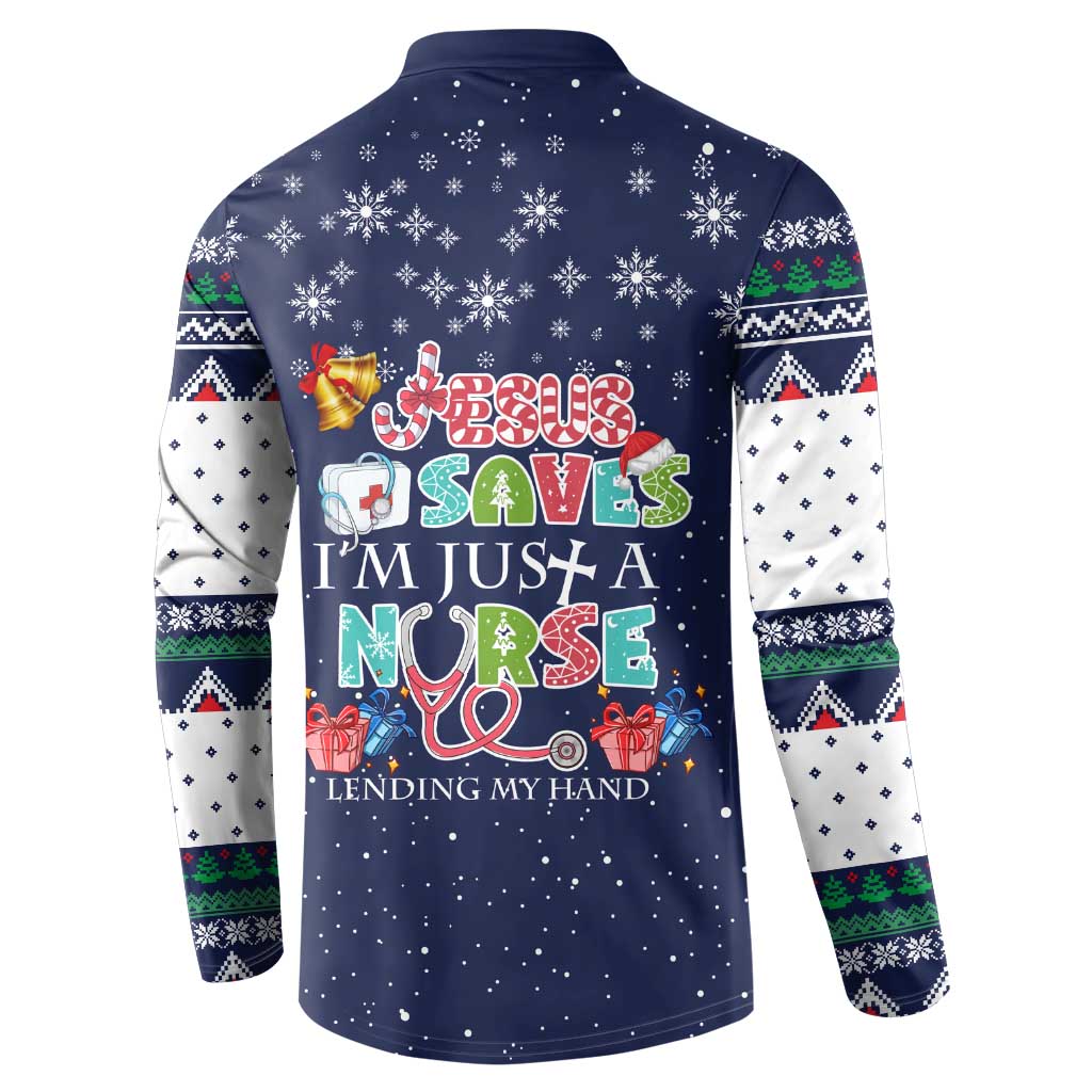 Nurse Life Jesus Christmas Button Sweatshirt Xmas Holiday Patterns - Wonder Print Shop