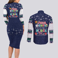 Nurse Life Jesus Christmas Couples Matching Long Sleeve Bodycon Dress and Long Sleeve Button Shirt Xmas Holiday Patterns - Wonder Print Shop