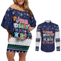 Nurse Life Jesus Christmas Couples Matching Off Shoulder Short Dress and Long Sleeve Button Shirt Xmas Holiday Patterns - Wonder Print Shop