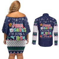 Nurse Life Jesus Christmas Couples Matching Off Shoulder Short Dress and Long Sleeve Button Shirt Xmas Holiday Patterns - Wonder Print Shop