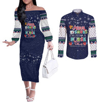 Nurse Life Jesus Christmas Couples Matching Off The Shoulder Long Sleeve Dress and Long Sleeve Button Shirt Xmas Holiday Patterns - Wonder Print Shop