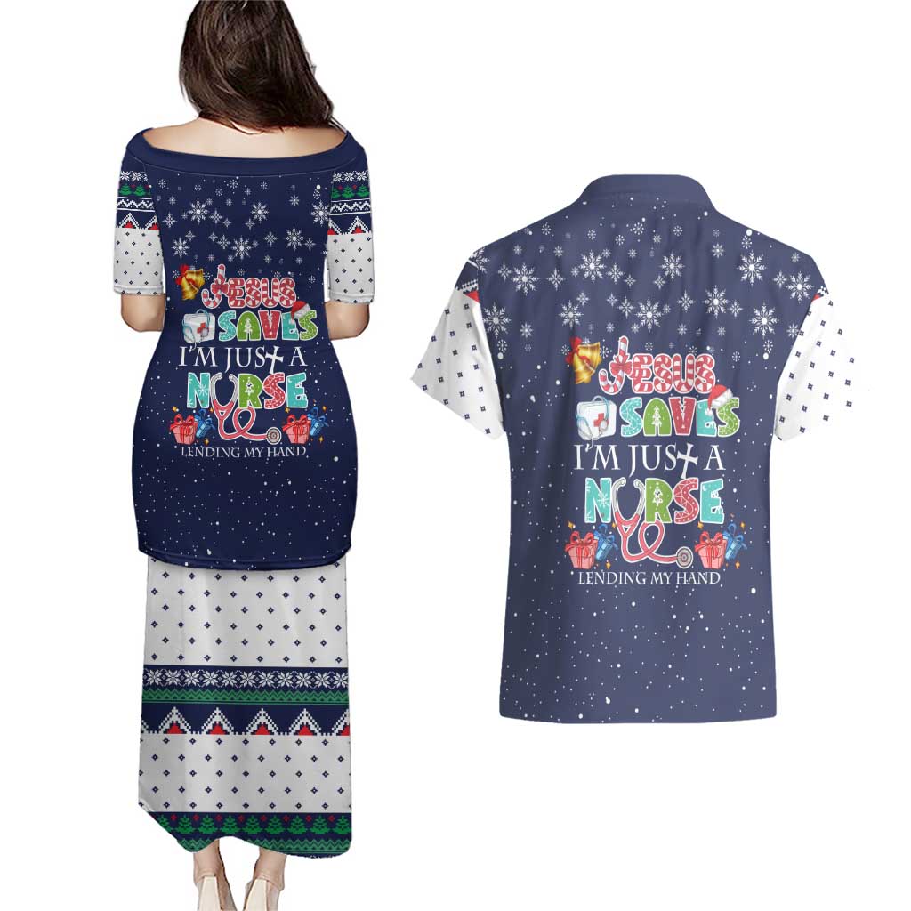 Nurse Life Jesus Christmas Couples Matching Puletasi and Hawaiian Shirt Xmas Holiday Patterns - Wonder Print Shop