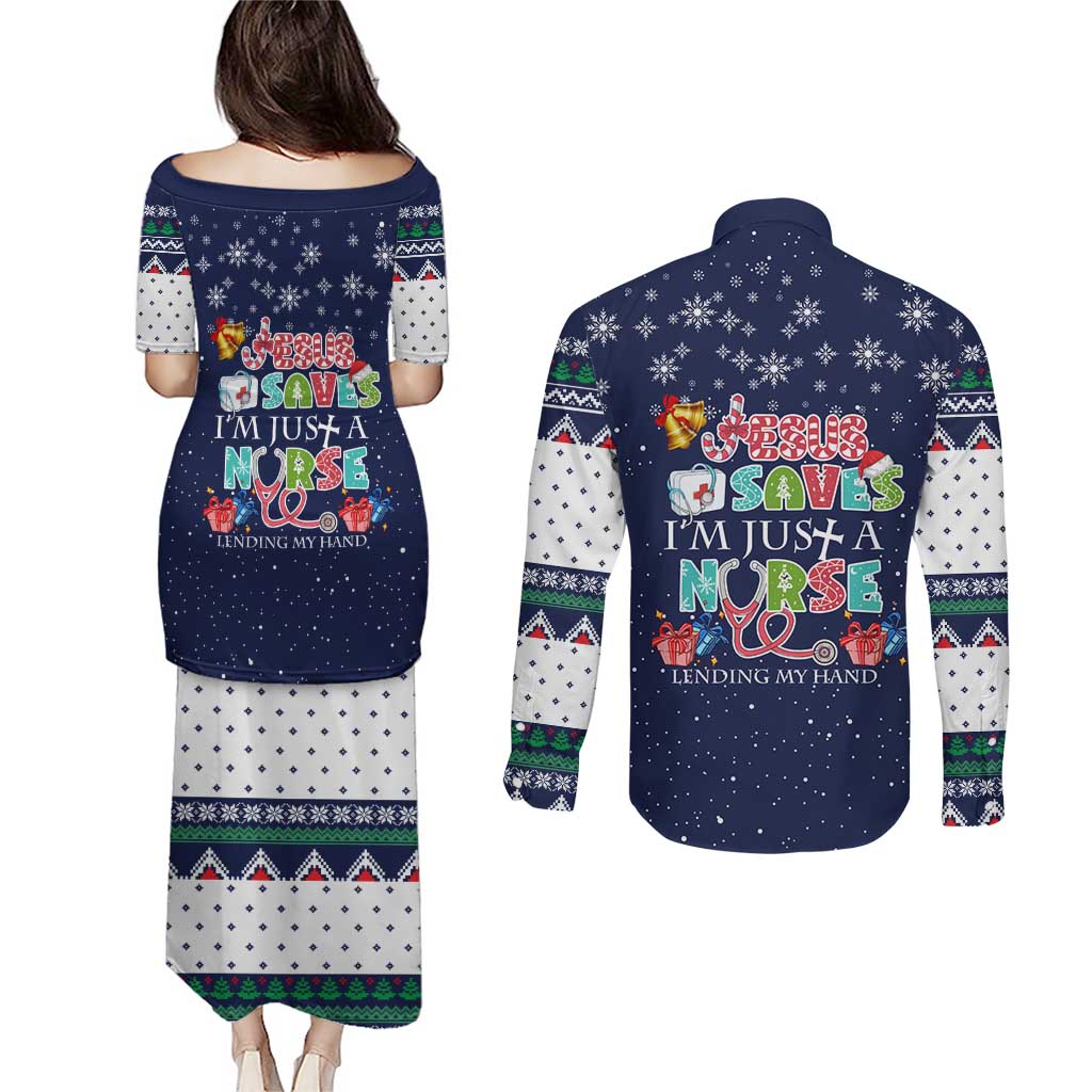 Nurse Life Jesus Christmas Couples Matching Puletasi and Long Sleeve Button Shirt Xmas Holiday Patterns - Wonder Print Shop