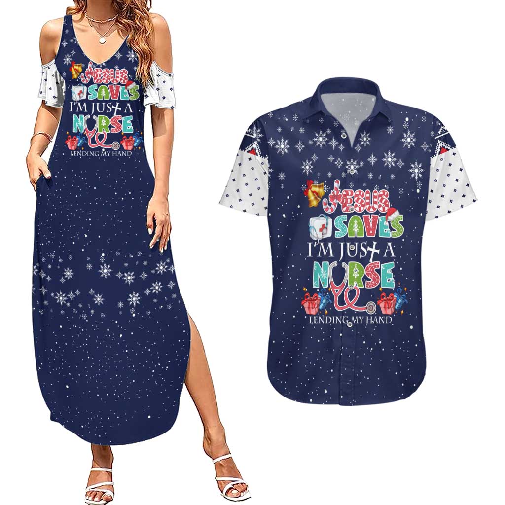 Nurse Life Jesus Christmas Couples Matching Summer Maxi Dress and Hawaiian Shirt Xmas Holiday Patterns - Wonder Print Shop