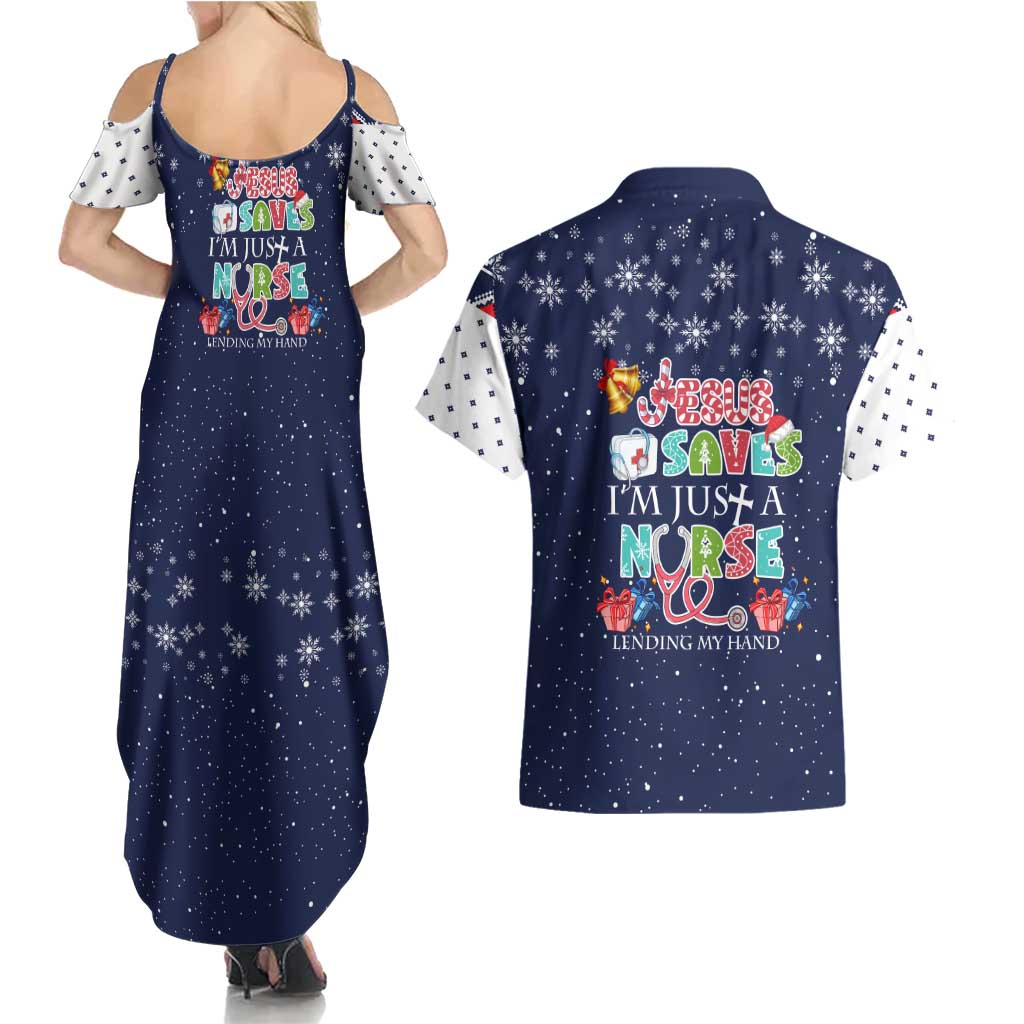 Nurse Life Jesus Christmas Couples Matching Summer Maxi Dress and Hawaiian Shirt Xmas Holiday Patterns - Wonder Print Shop