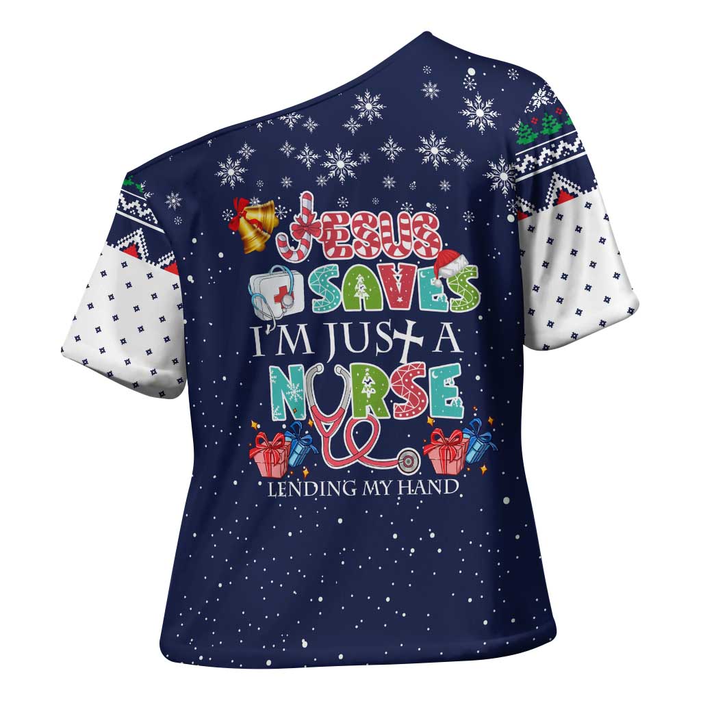 Nurse Life Jesus Christmas Cross Shoulder Shirt Xmas Holiday Patterns - Wonder Print Shop