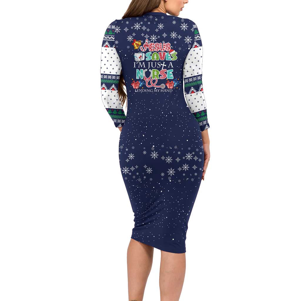 Nurse Life Jesus Christmas Family Matching Long Sleeve Bodycon Dress and Hawaiian Shirt Xmas Holiday Patterns - Wonder Print Shop
