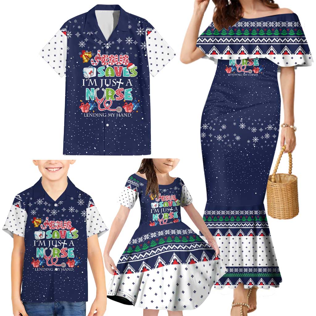 Nurse Life Jesus Christmas Family Matching Mermaid Dress and Hawaiian Shirt Xmas Holiday Patterns - Wonder Print Shop