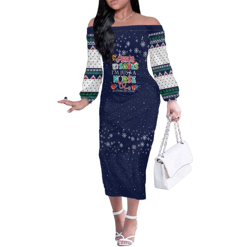 Nurse Life Jesus Christmas Family Matching Off The Shoulder Long Sleeve Dress and Hawaiian Shirt Xmas Holiday Patterns - Wonder Print Shop