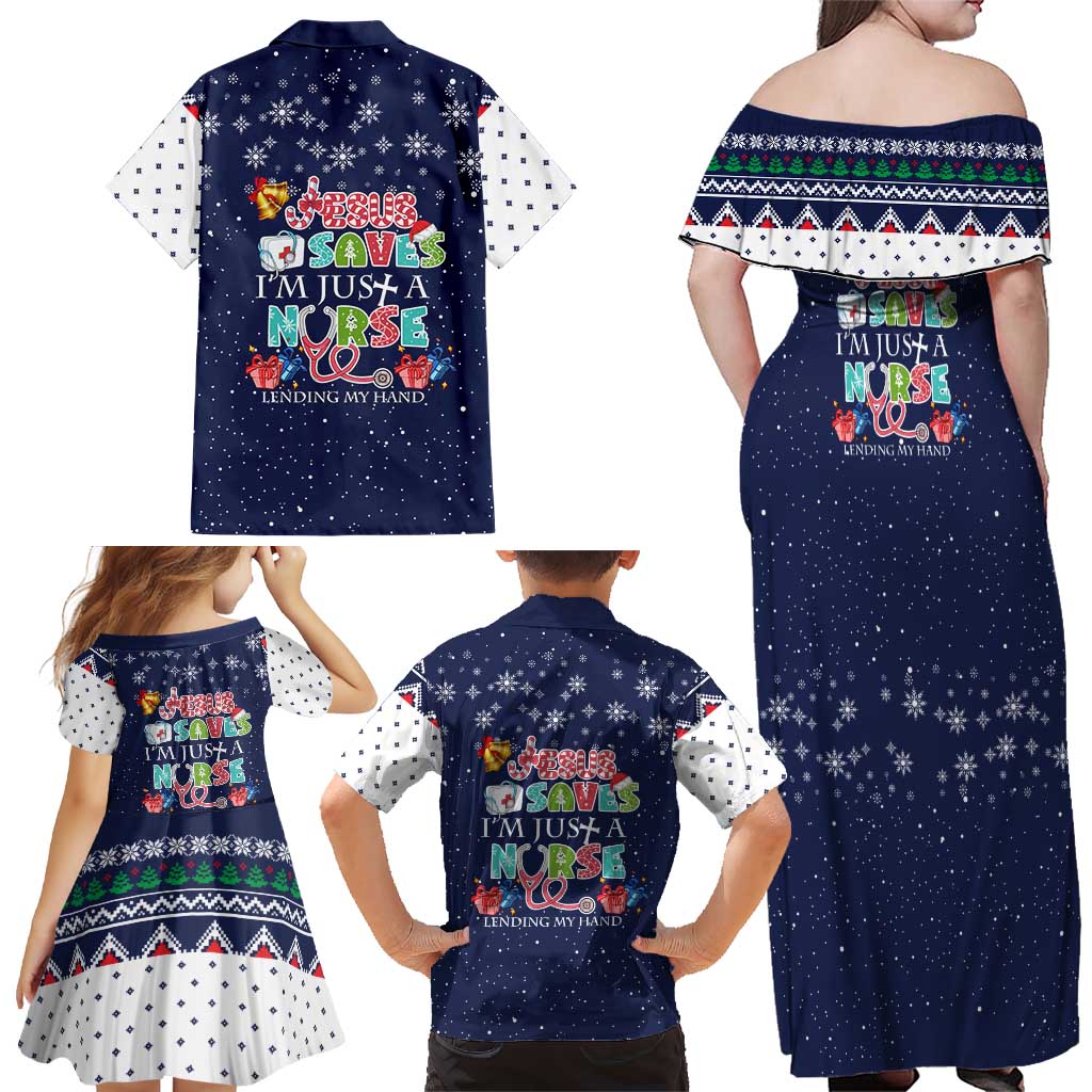 Nurse Life Jesus Christmas Family Matching Off Shoulder Maxi Dress and Hawaiian Shirt Xmas Holiday Patterns - Wonder Print Shop