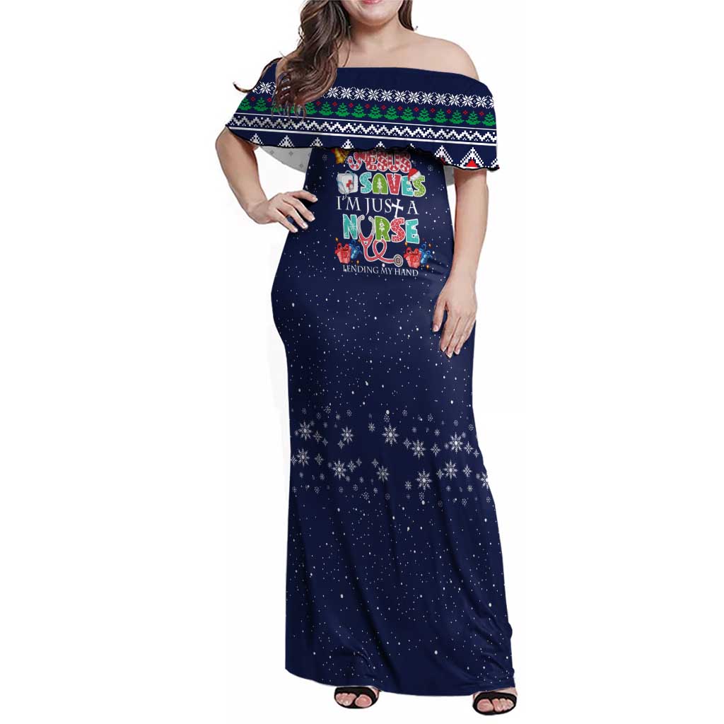 Nurse Life Jesus Christmas Family Matching Off Shoulder Maxi Dress and Hawaiian Shirt Xmas Holiday Patterns - Wonder Print Shop