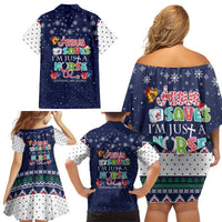 Nurse Life Jesus Christmas Family Matching Off Shoulder Short Dress and Hawaiian Shirt Xmas Holiday Patterns - Wonder Print Shop