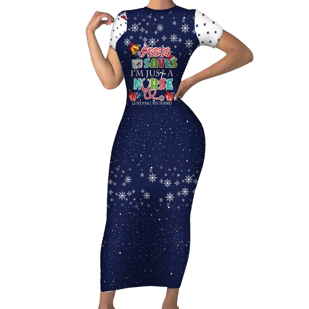 Nurse Life Jesus Christmas Family Matching Short Sleeve Bodycon Dress and Hawaiian Shirt Xmas Holiday Patterns - Wonder Print Shop