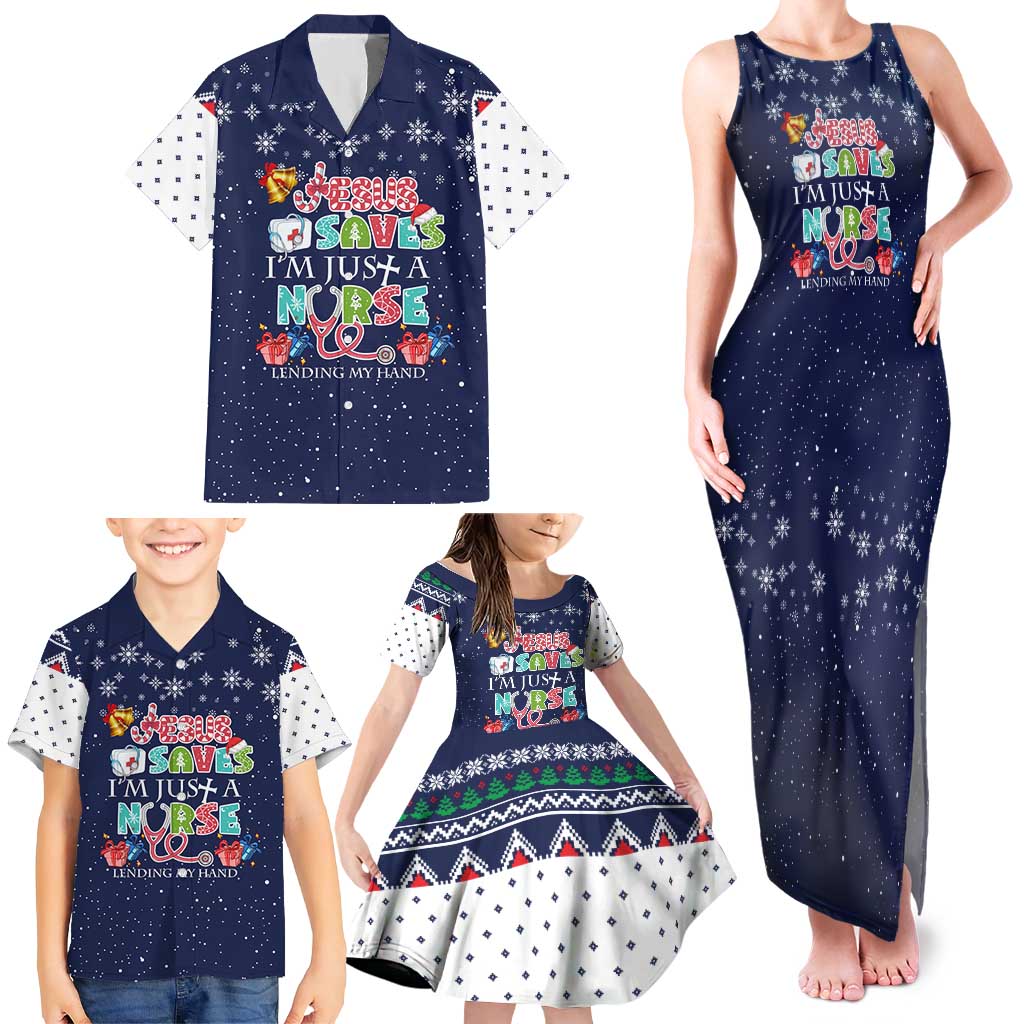 Nurse Life Jesus Christmas Family Matching Tank Maxi Dress and Hawaiian Shirt Xmas Holiday Patterns - Wonder Print Shop