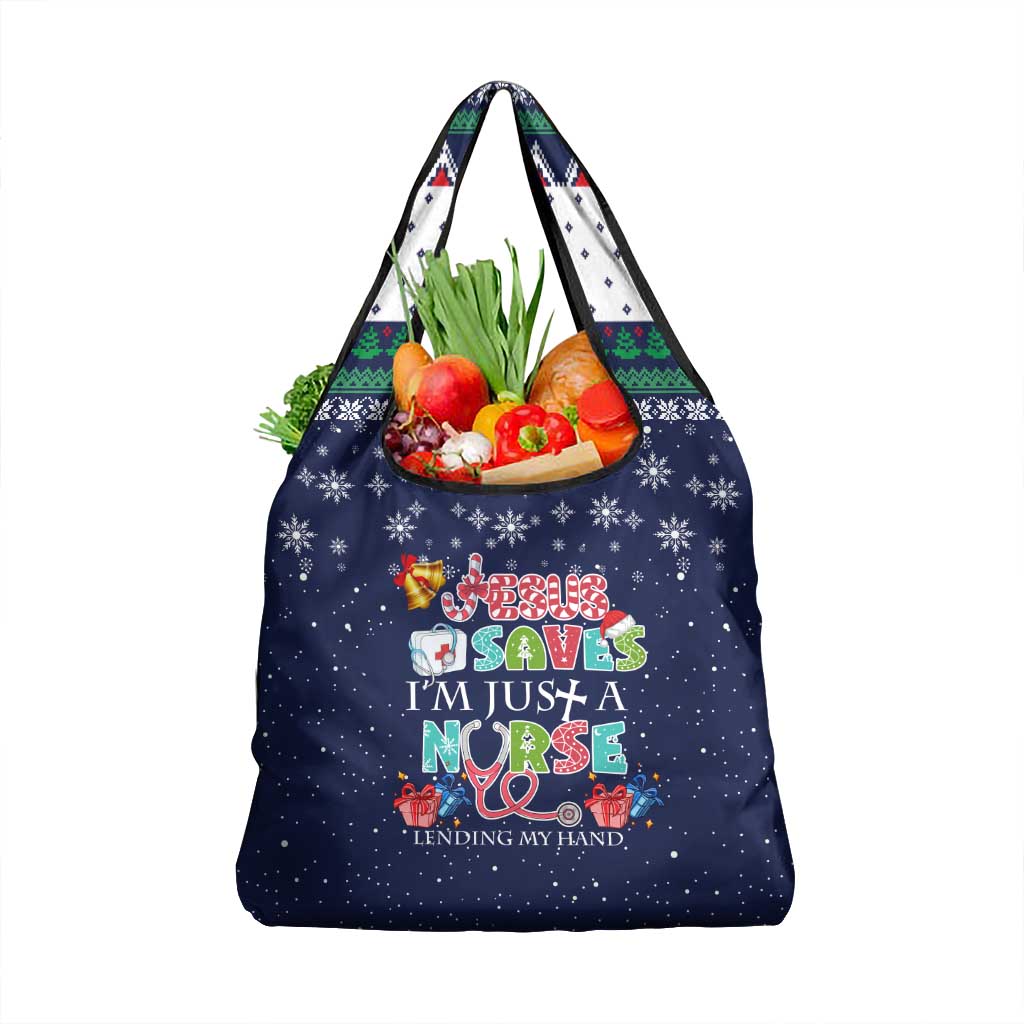 Nurse Life Jesus Christmas Grocery Bag Xmas Holiday Patterns - Wonder Print Shop