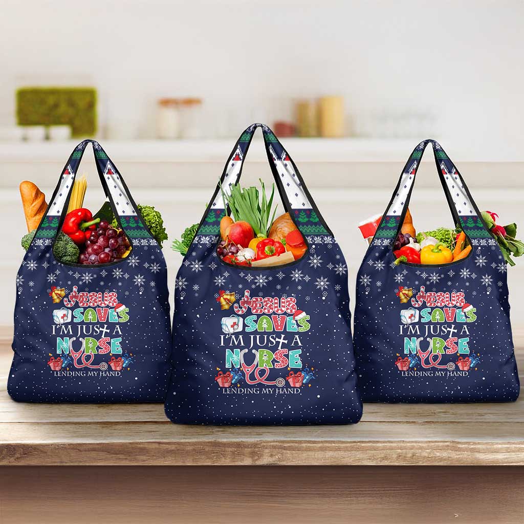Nurse Life Jesus Christmas Grocery Bag Xmas Holiday Patterns - Wonder Print Shop