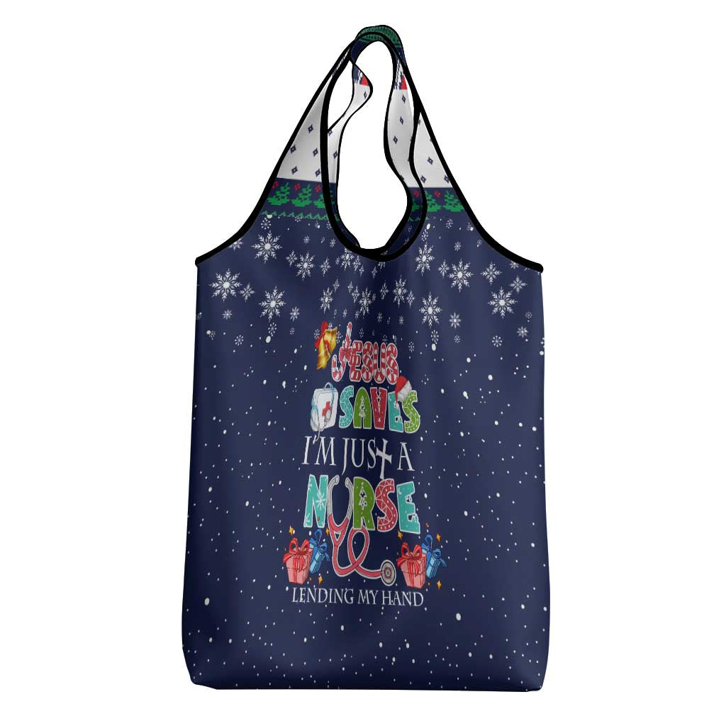 Nurse Life Jesus Christmas Grocery Bag Xmas Holiday Patterns - Wonder Print Shop