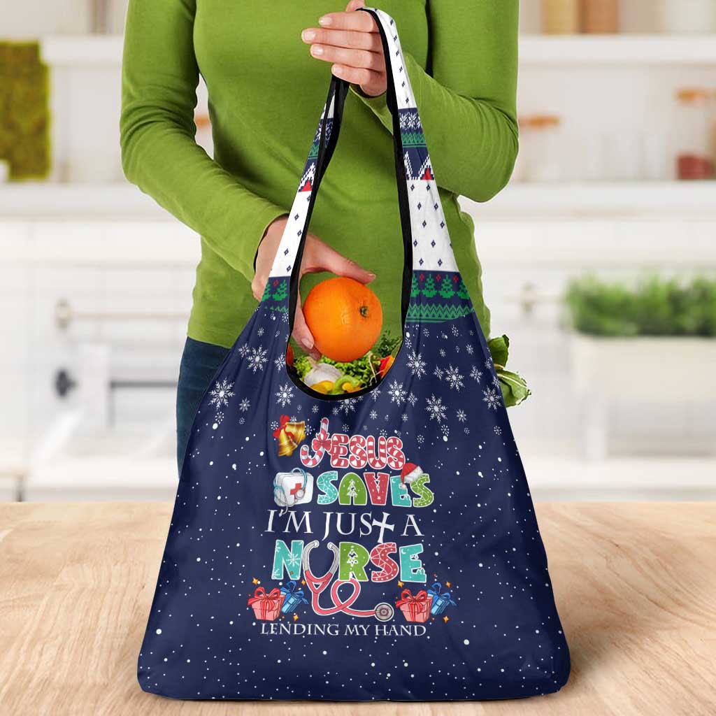 Nurse Life Jesus Christmas Grocery Bag Xmas Holiday Patterns - Wonder Print Shop