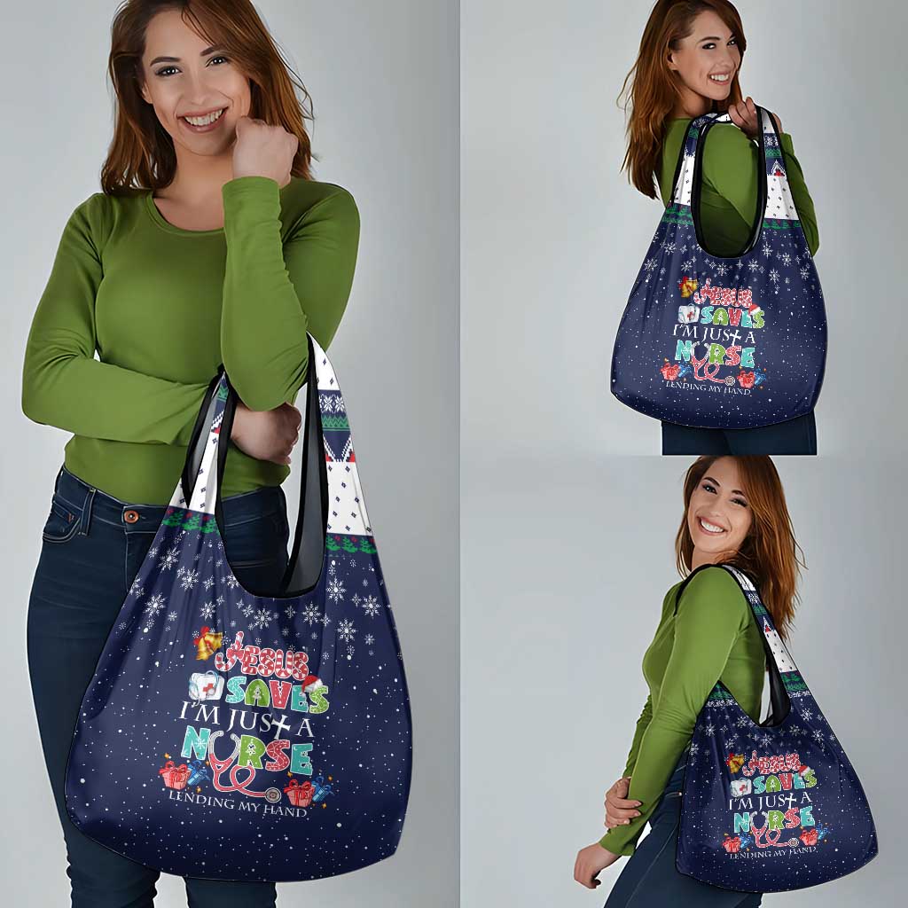 Nurse Life Jesus Christmas Grocery Bag Xmas Holiday Patterns - Wonder Print Shop