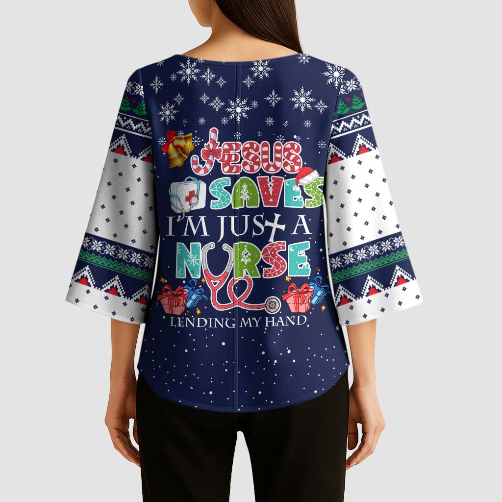 Nurse Life Jesus Christmas Kimono Sleeve Blouse Xmas Holiday Patterns - Wonder Print Shop