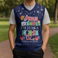 Nurse Life Jesus Christmas Knitted V-Neck Vest Xmas Holiday Patterns - Wonder Print Shop
