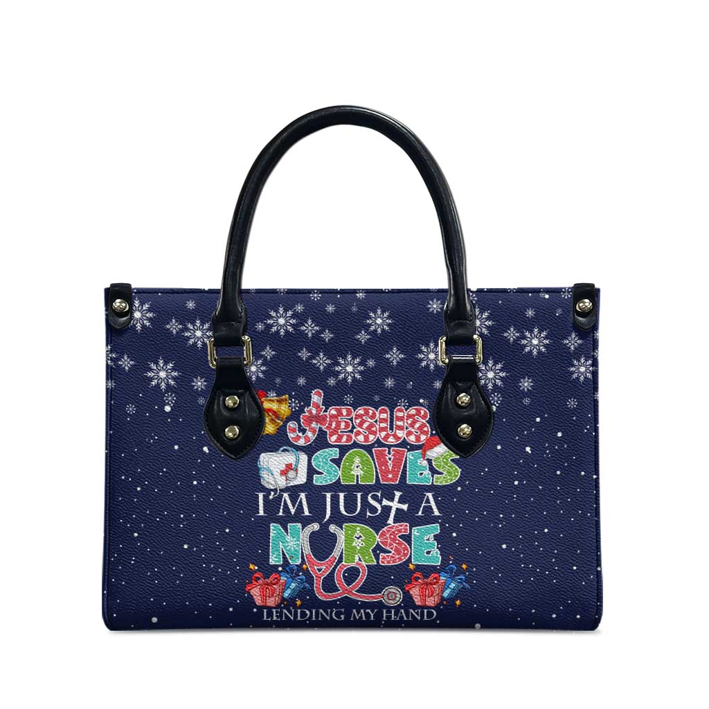 Nurse Life Jesus Christmas Leather Bag Xmas Holiday Patterns - Wonder Print Shop