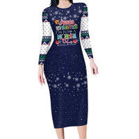 Nurse Life Jesus Christmas Long Sleeve Bodycon Dress Xmas Holiday Patterns - Wonder Print Shop