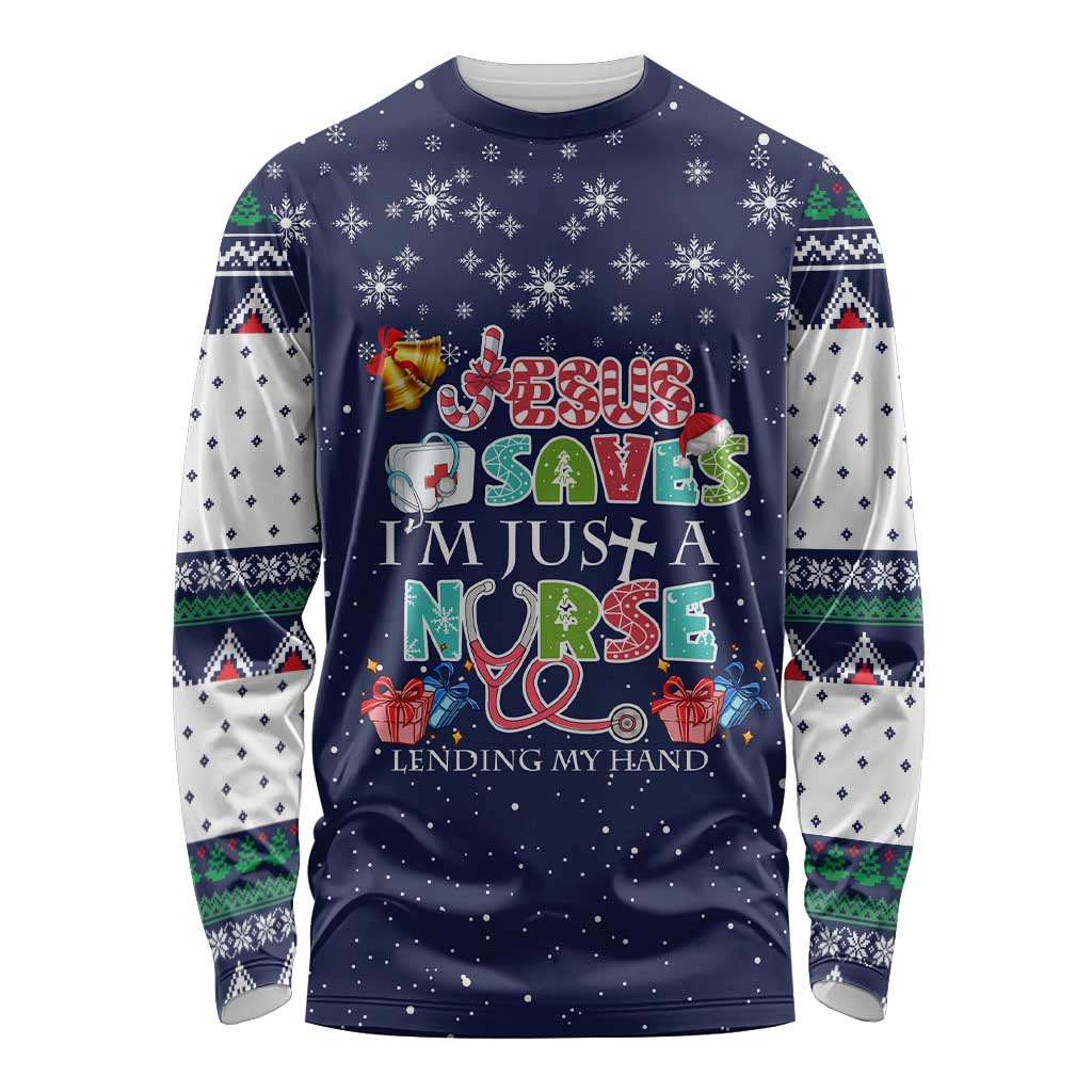 Nurse Life Jesus Christmas Long Sleeve Shirt Xmas Holiday Patterns - Wonder Print Shop