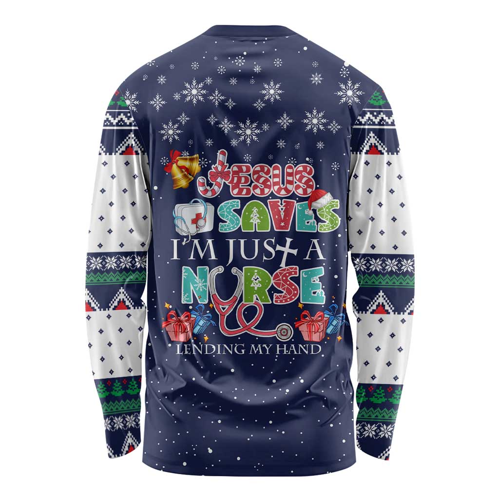 Nurse Life Jesus Christmas Long Sleeve Shirt Xmas Holiday Patterns - Wonder Print Shop