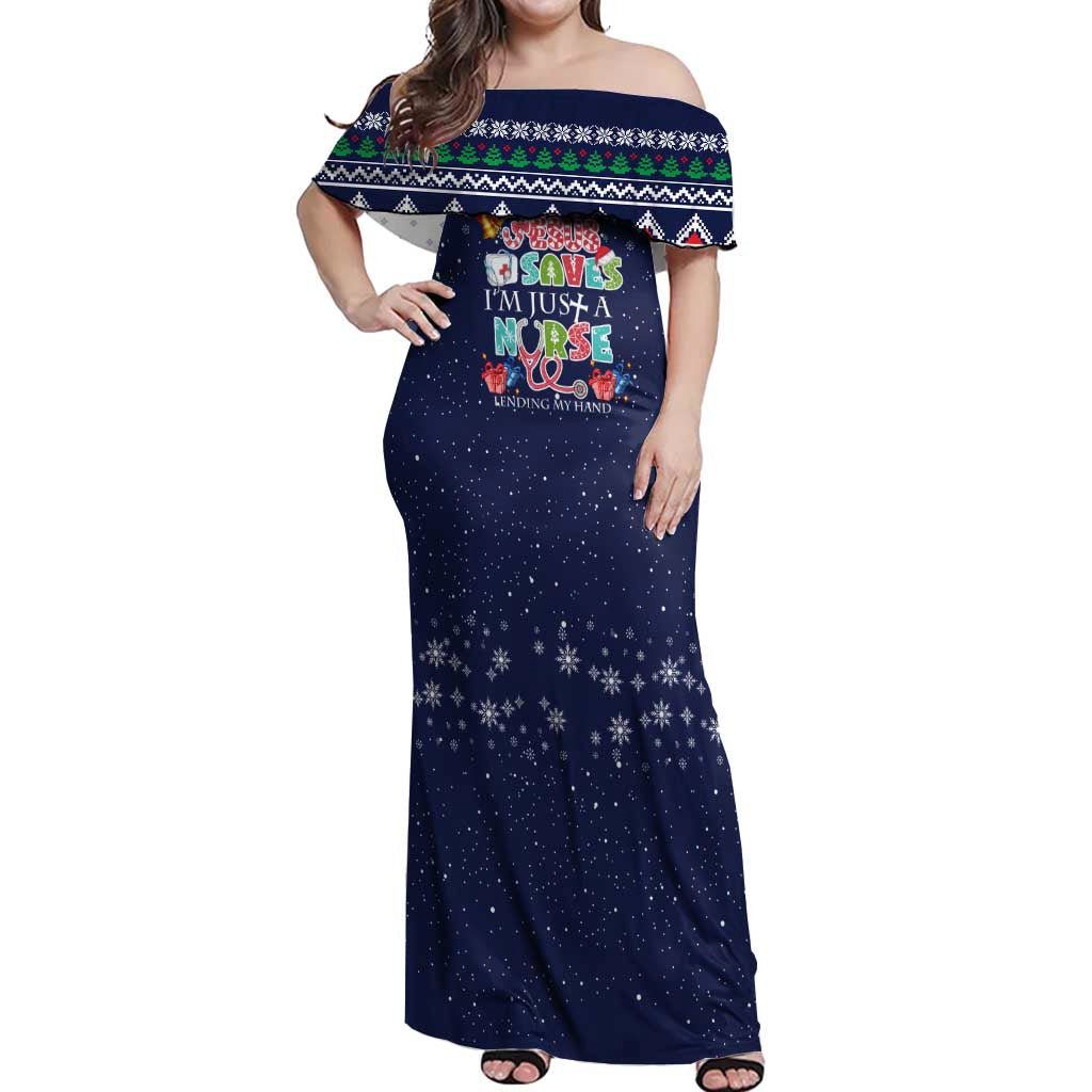 Nurse Life Jesus Christmas Off Shoulder Maxi Dress Xmas Holiday Patterns - Wonder Print Shop