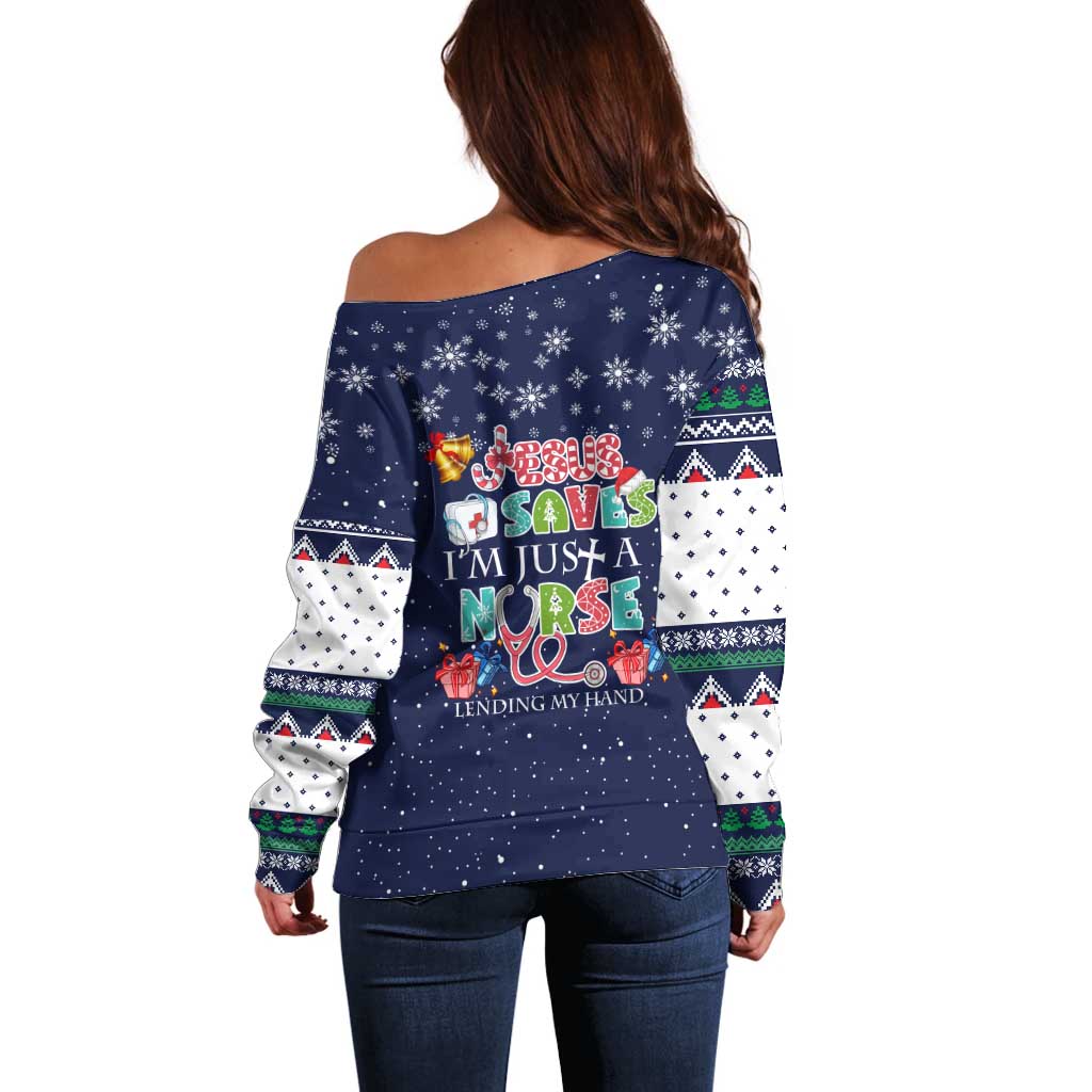 Nurse Life Jesus Christmas Off Shoulder Sweater Xmas Holiday Patterns - Wonder Print Shop