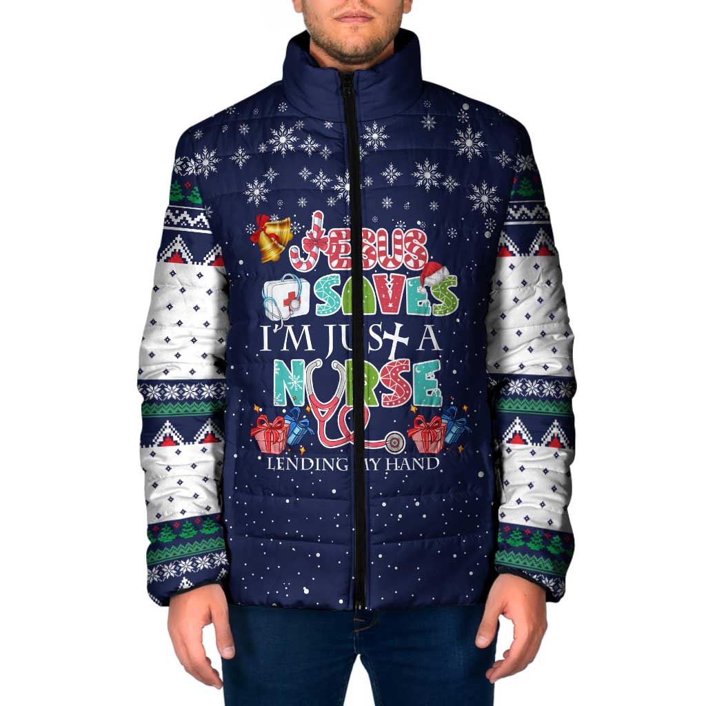Nurse Life Jesus Christmas Padded Jacket Xmas Holiday Patterns - Wonder Print Shop