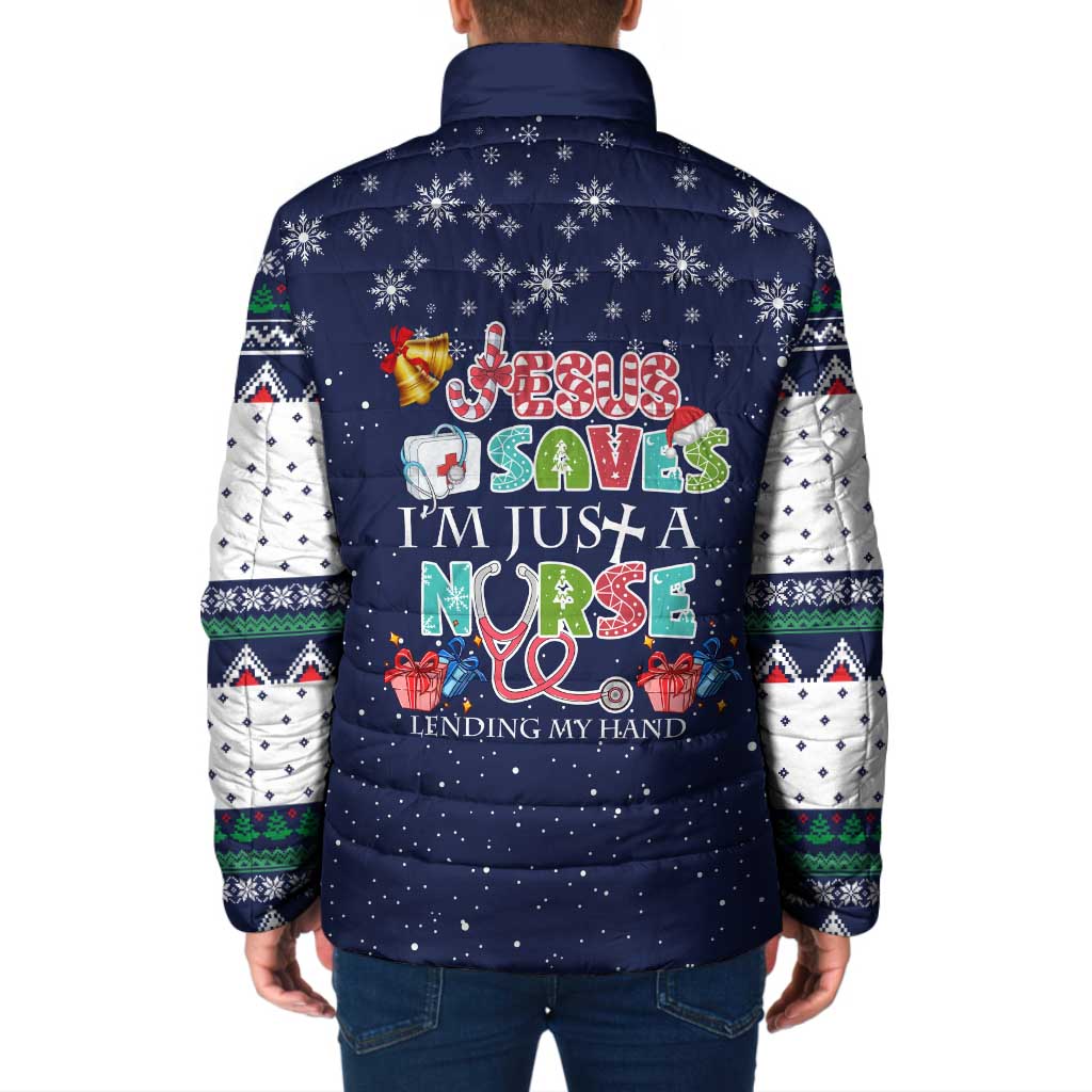 Nurse Life Jesus Christmas Padded Jacket Xmas Holiday Patterns - Wonder Print Shop