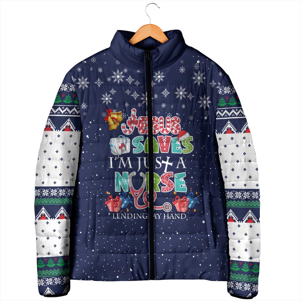 Nurse Life Jesus Christmas Padded Jacket Xmas Holiday Patterns - Wonder Print Shop