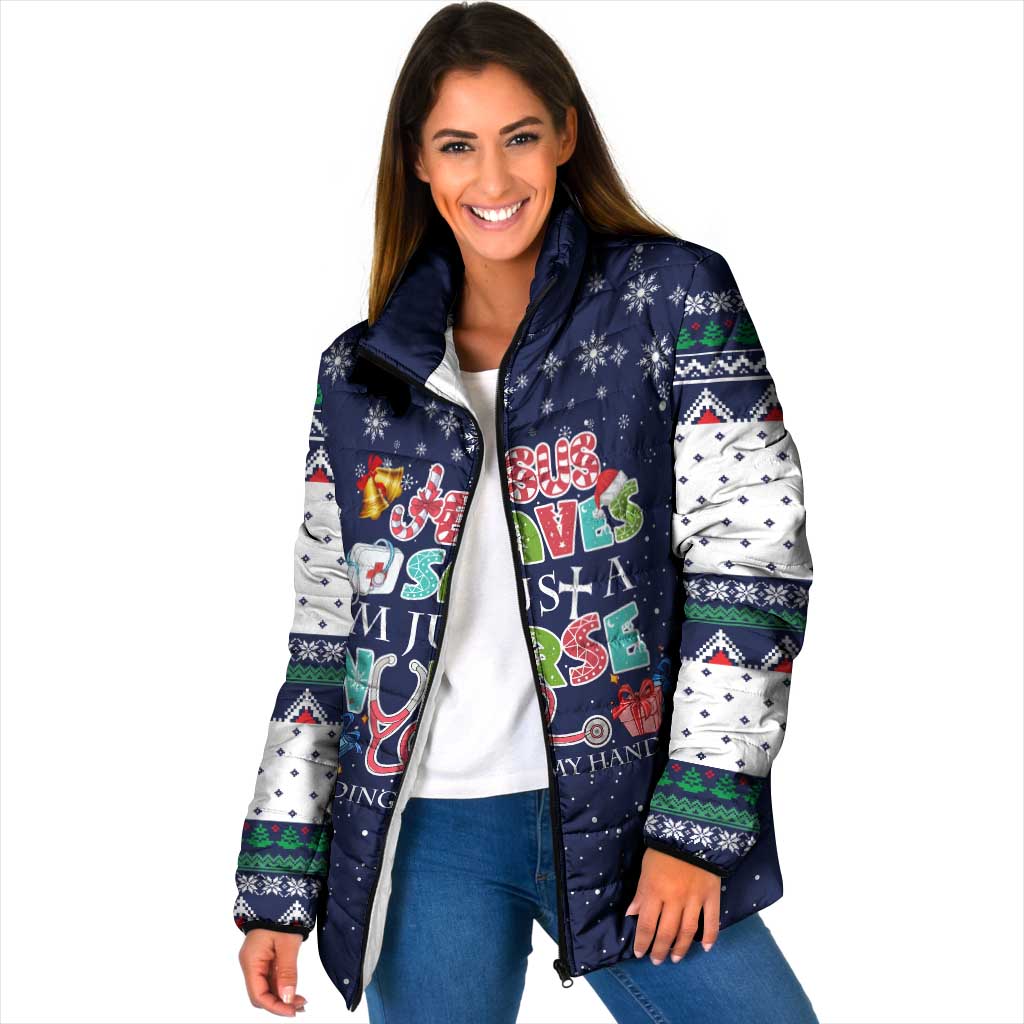Nurse Life Jesus Christmas Padded Jacket Xmas Holiday Patterns - Wonder Print Shop