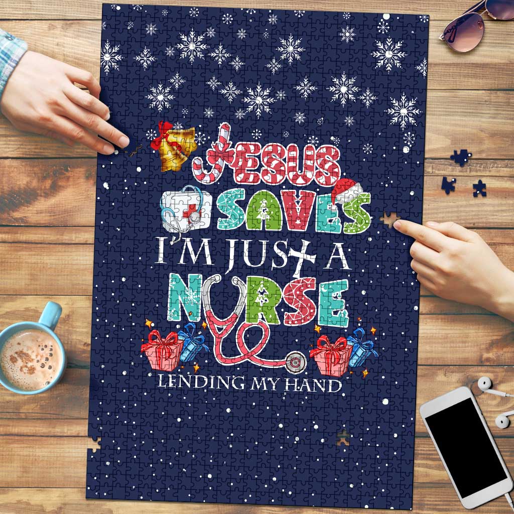 Nurse Life Jesus Christmas Puzzle Xmas Holiday Patterns - Wonder Print Shop